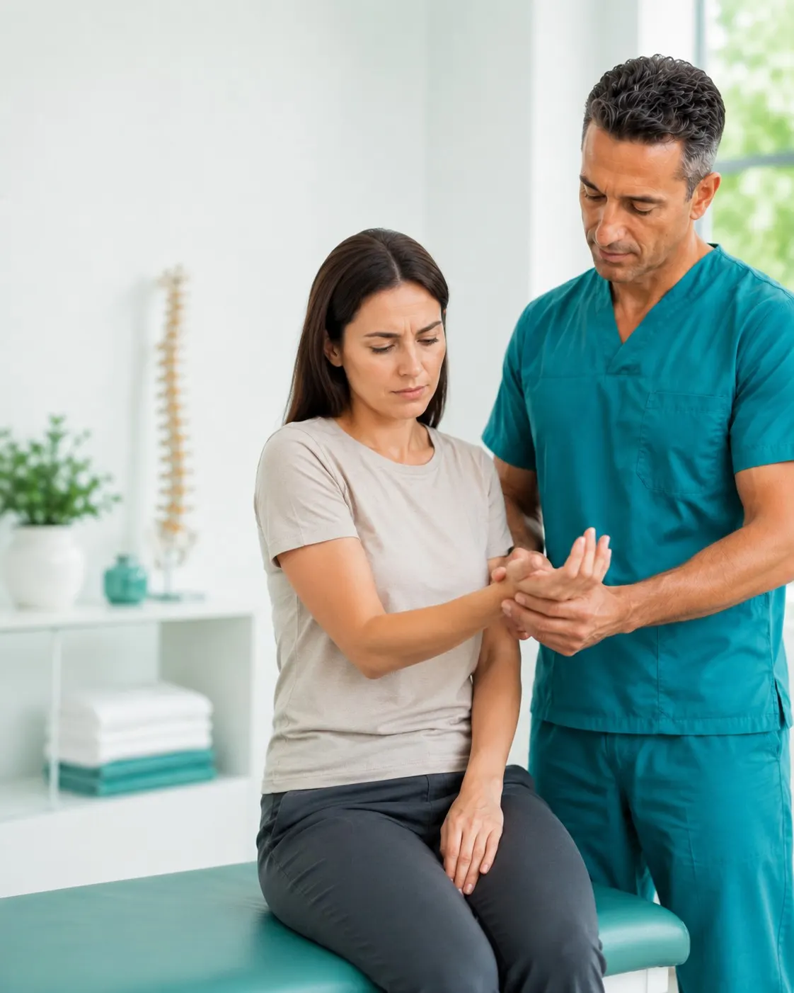 Patient completing intake and preparing for chiropractic visit
